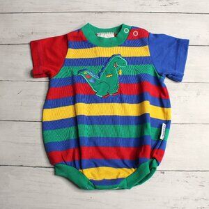 Healtex Vintage Baby Boy's Colorblock Bubble Romper Size 0-3 Months Dino